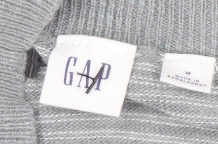 Gap Women's Grey Striped Open Front Cardigan M