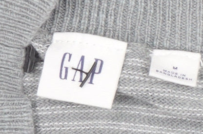 Gap Women's Grey Striped Open Front Cardigan M