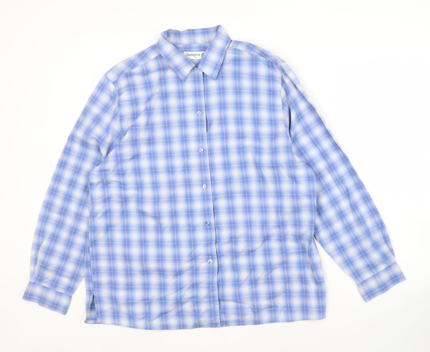 Jumper Men's Blue Plaid Button-Up Shirt, L, Casual