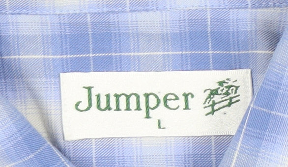 Jumper Men's Blue Plaid Button-Up Shirt, L, Casual