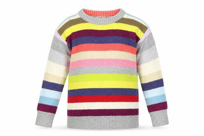 Marks and Spencer Girls Multicoloured Striped Pullover Jumper XS