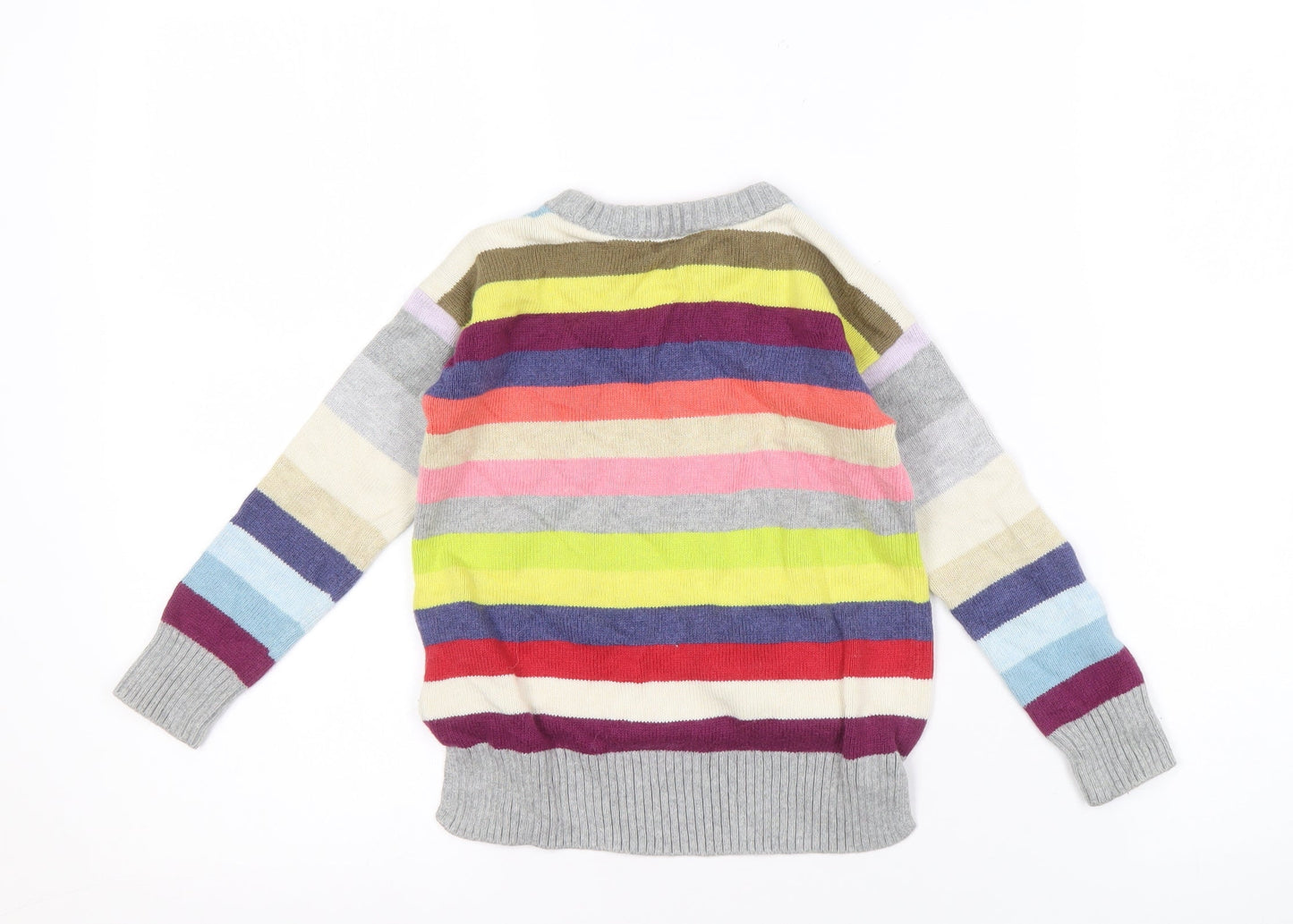 Marks and Spencer Girls Multicoloured Striped Pullover Jumper XS