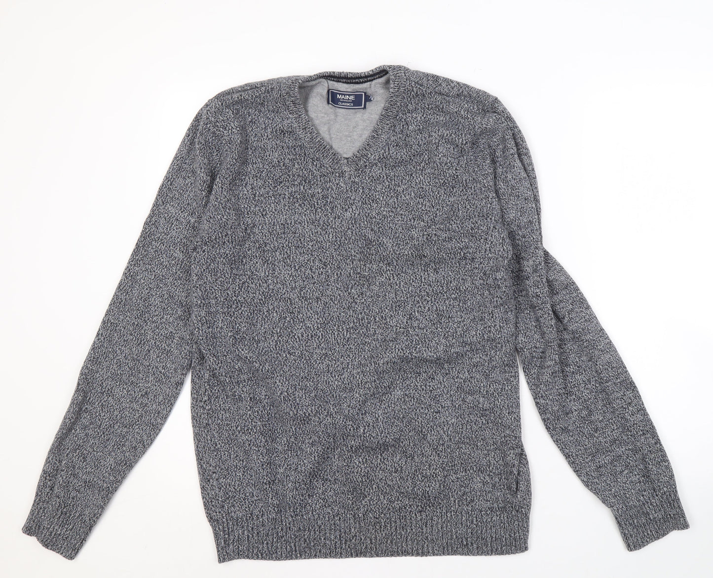 Maine Men's Grey V-Neck Pullover Jumper M