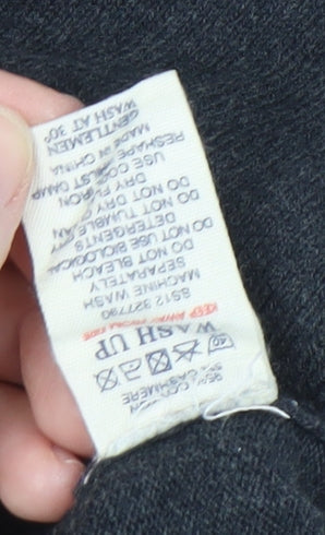 White Stuff Men's Black Henley Jumper, Large