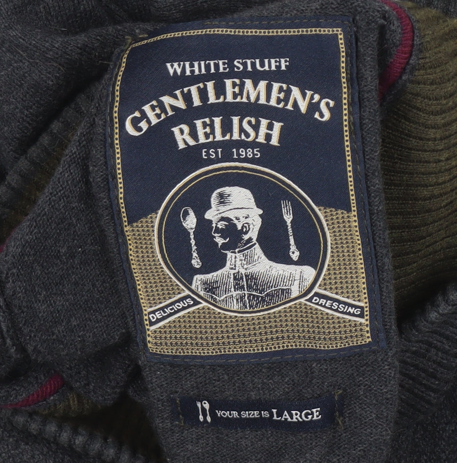 White Stuff Men's Black Henley Jumper, Large