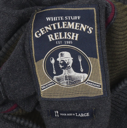 White Stuff Men's Black Henley Jumper, Large