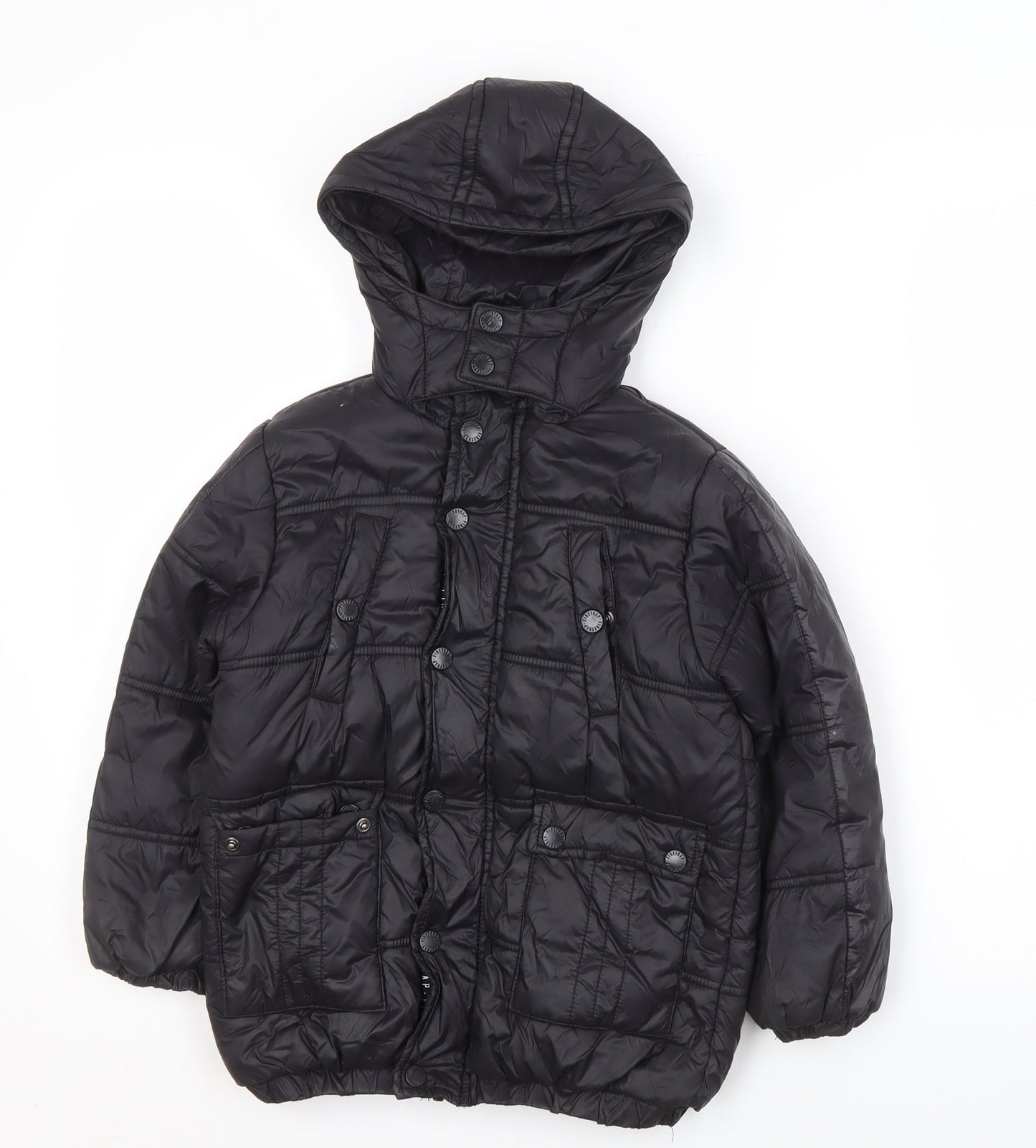 Firetrap Black Boys Puffer Jacket 4-5 Years - Hooded & Lined
