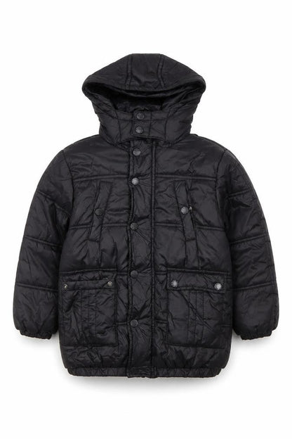 Front view of Firetrap Black boys’ puffer jacket 4-5 years - hooded & lined