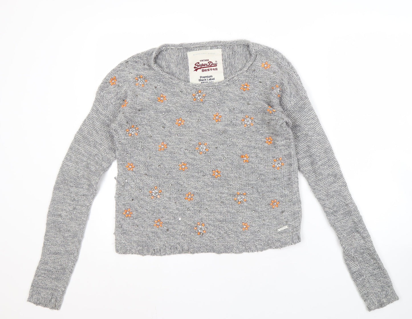 Womens UK Size M Superdry Grey Pullover Jumper