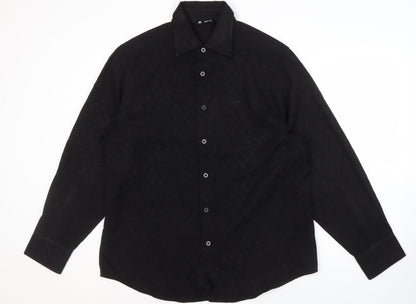 Vintage Men's XL Black Button-Up Shirt