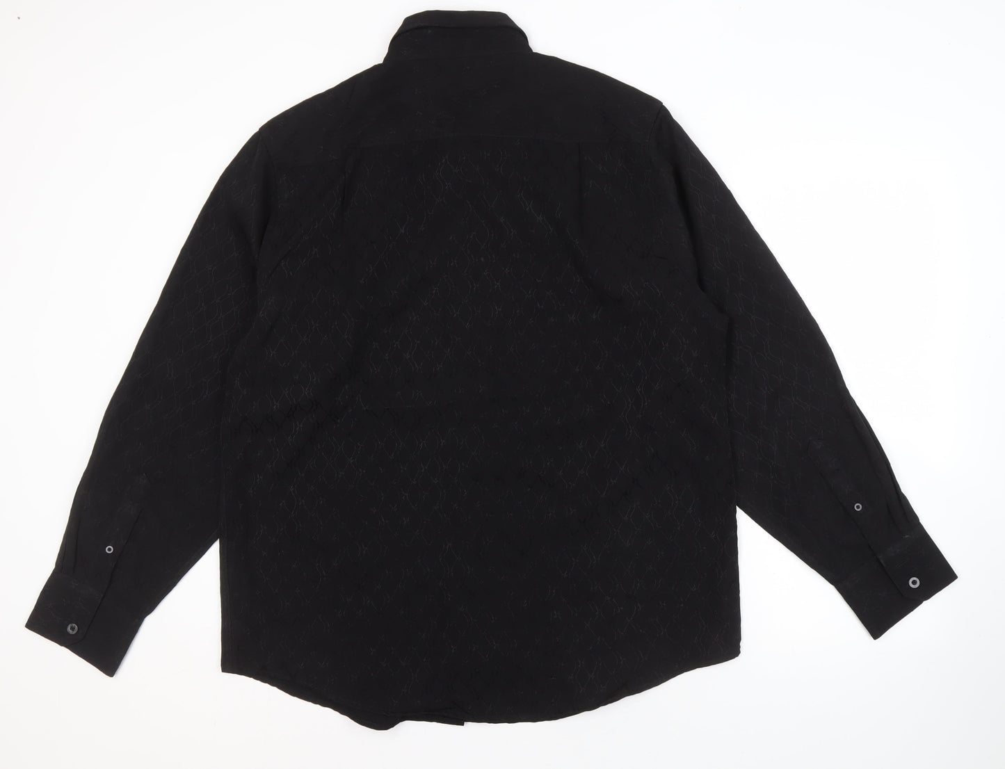 Vintage Men's XL Black Button-Up Shirt