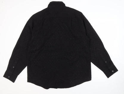 Vintage Men's XL Black Button-Up Shirt