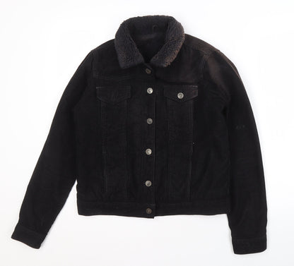 Womens UK Size 8 Topshop Black Bomber Jacket