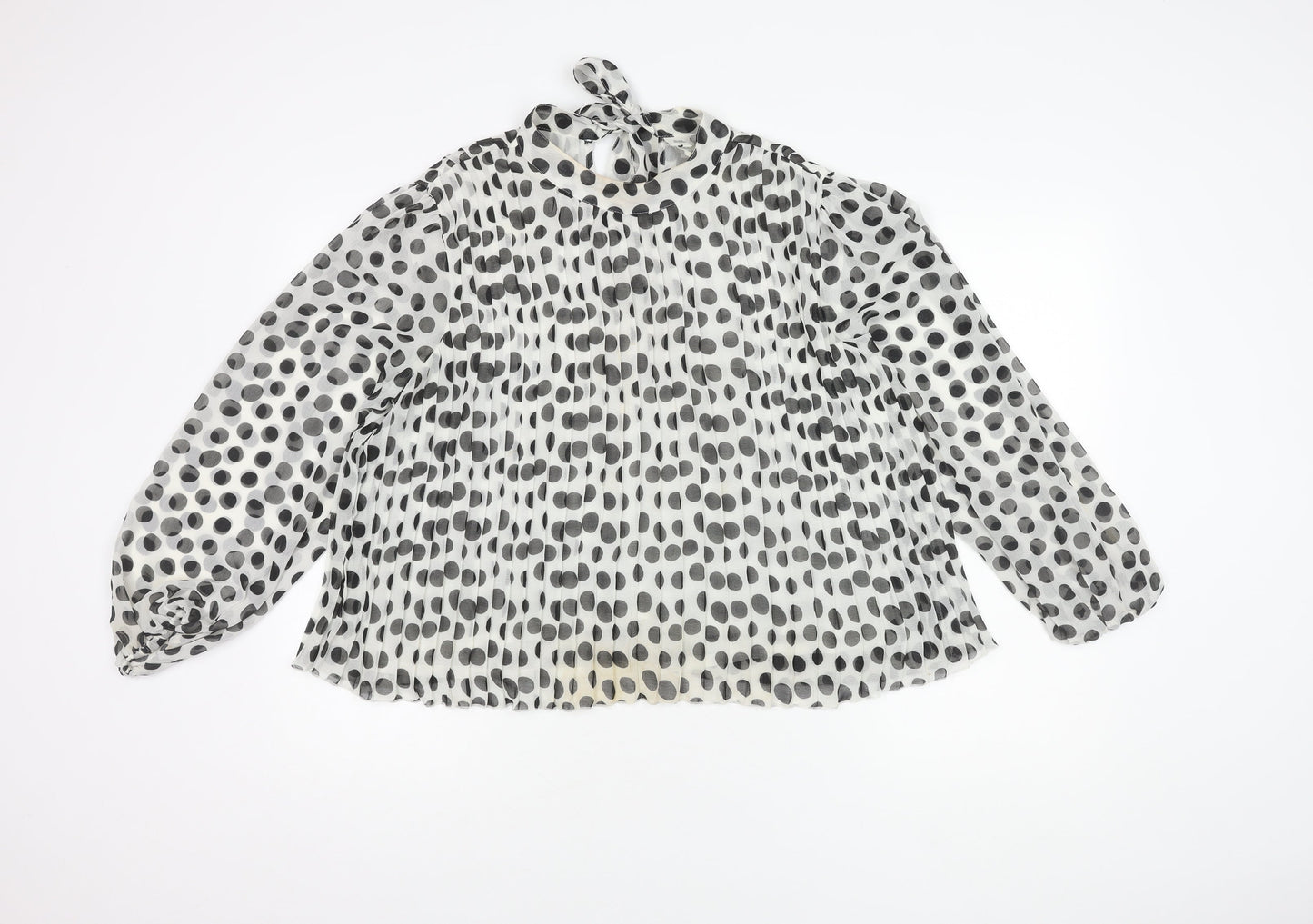 River Island Women's White Polka Dot Tunic Blouse Size 14