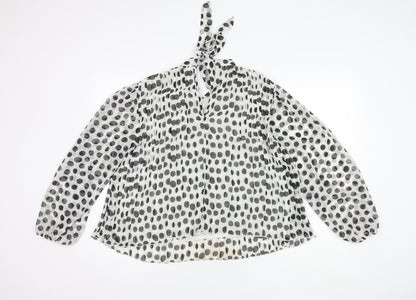 River Island Women's White Polka Dot Tunic Blouse Size 14