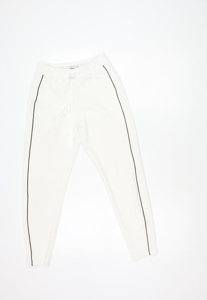 Bershka Women's White Jogger Trousers - Size S