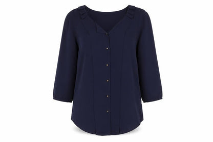 Womens UK Size 8 Marks and Spencer Navy Basic Blouse
