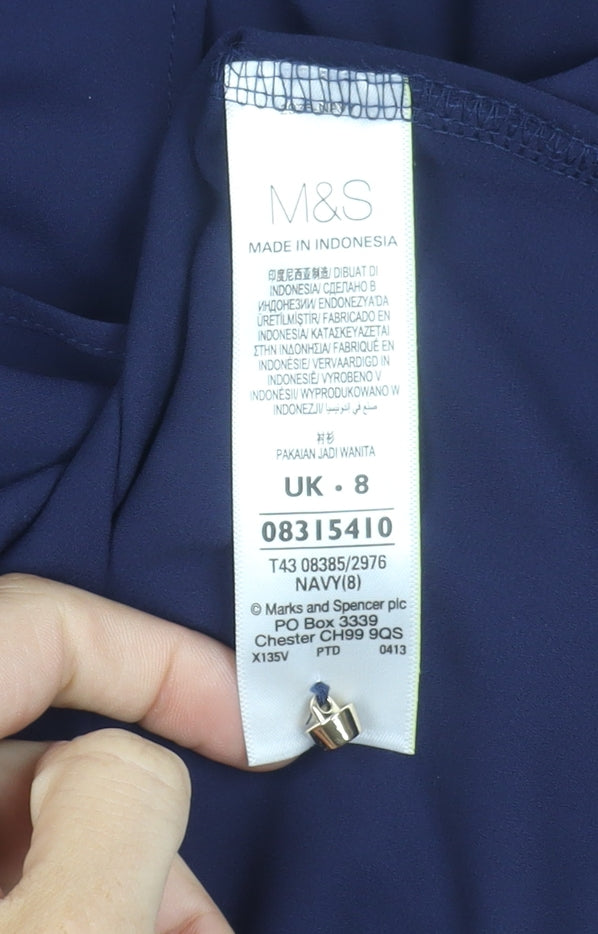 Womens UK Size 8 Marks and Spencer Navy Basic Blouse