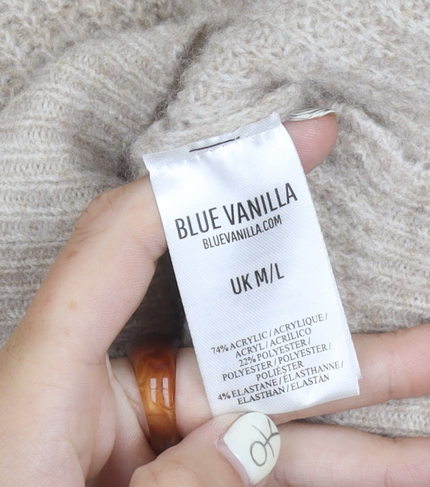 Womens UK Size M/L Blue Vanilla Beige Pullover Jumper