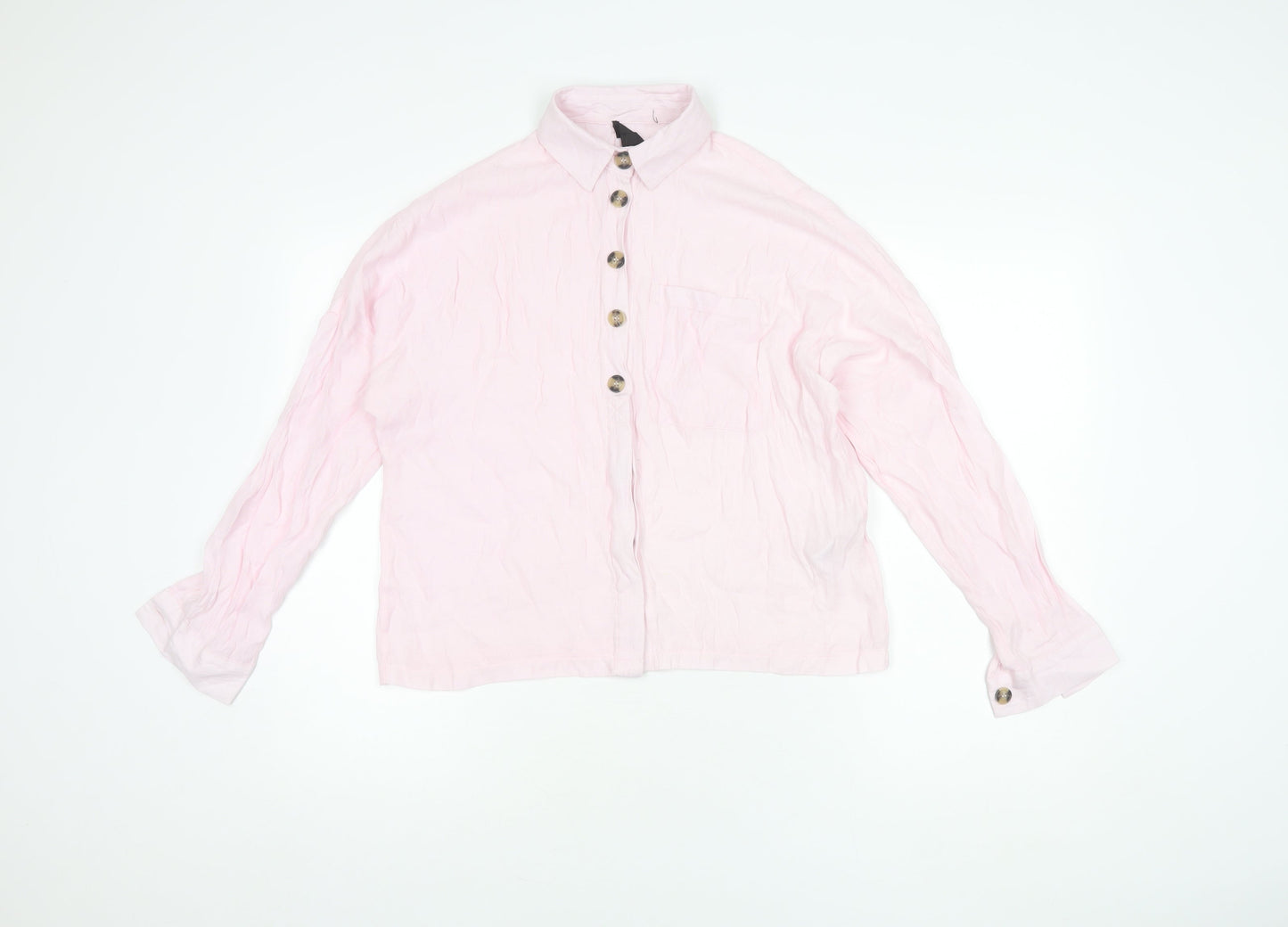 Womens UK Size 6 Topshop Pink Basic Button-Up