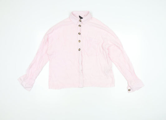 Womens UK Size 6 Topshop Pink Basic Button-Up