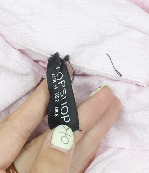 Womens UK Size 6 Topshop Pink Basic Button-Up