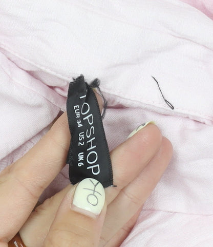 Womens UK Size 6 Topshop Pink Basic Button-Up