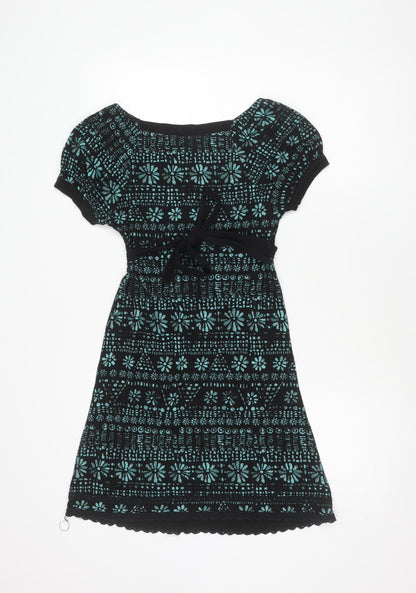 Miss Selfridge Women’s Black Floral Fit & Flare Dress Size 8