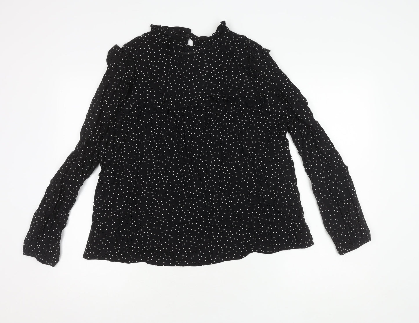 New Look Women's Black Polka Dot Top Size 16