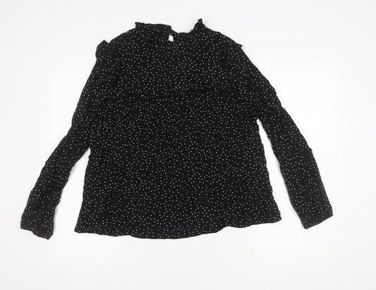 New Look Women's Black Polka Dot Top Size 16