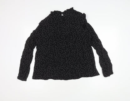 New Look Women's Black Polka Dot Top Size 16
