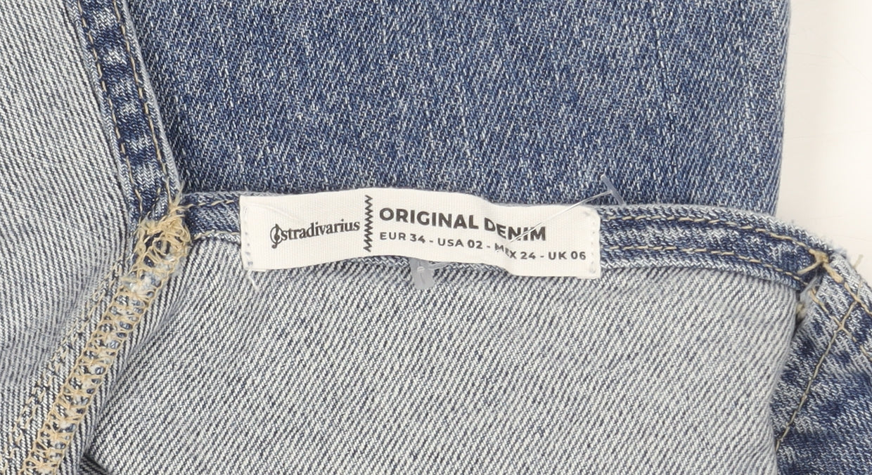 Stradivarius Women's Blue Denim Dungaree - Size 6