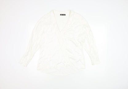 Womens UK Size M Zara White Wrap Blouse