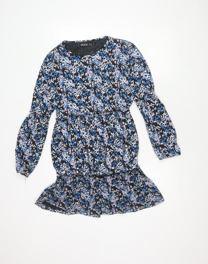 Mode-LL Women's Black & Blue A-Line Dress, UK Size 10