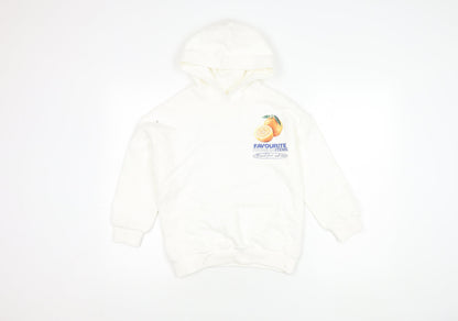 Marks and Spencer Boys White Graphic Print Hoodie 8-9 Years