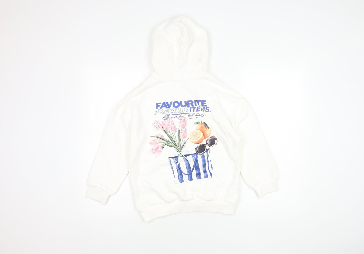 Marks and Spencer Boys White Graphic Print Hoodie 8-9 Years