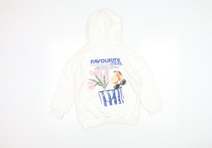 Marks and Spencer Boys White Graphic Print Hoodie 8-9 Years