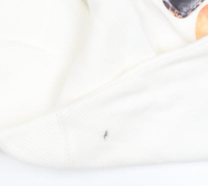 Marks and Spencer Boys White Graphic Print Hoodie 8-9 Years
