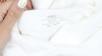 Marks and Spencer Boys White Graphic Print Hoodie 8-9 Years