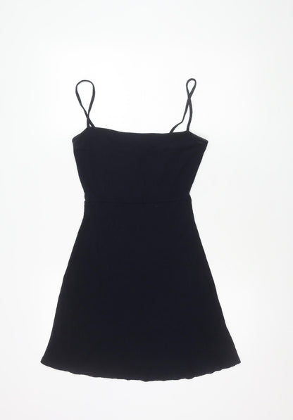 Bershka Women's Black Slip Dress, Size M, Casual