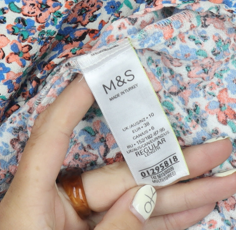 Marks and Spencer Women's Multicoloured Floral Skirt - Size 10