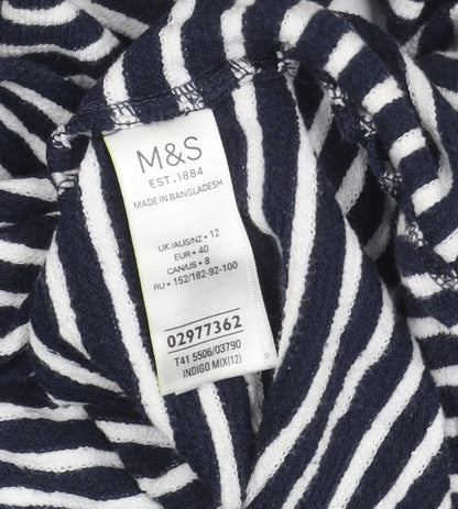 Marks and Spencer Women's Blue Striped Jumper Size 12