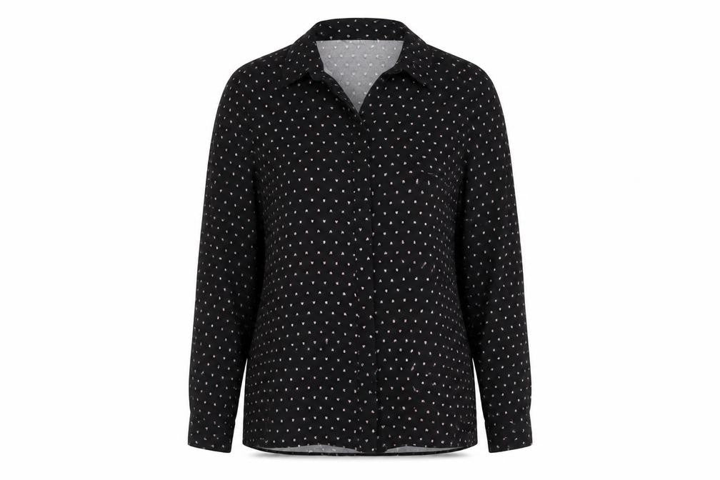 Dorothy Perkins Black Heart Print Blouse, UK 14, Women's Wear