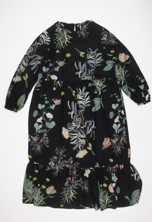 Principles Women's Black Floral Dress Size 14