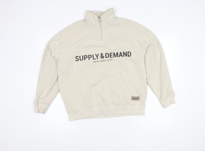 Supply & Demand Beige Sweatshirt Unisex Size L with Zip