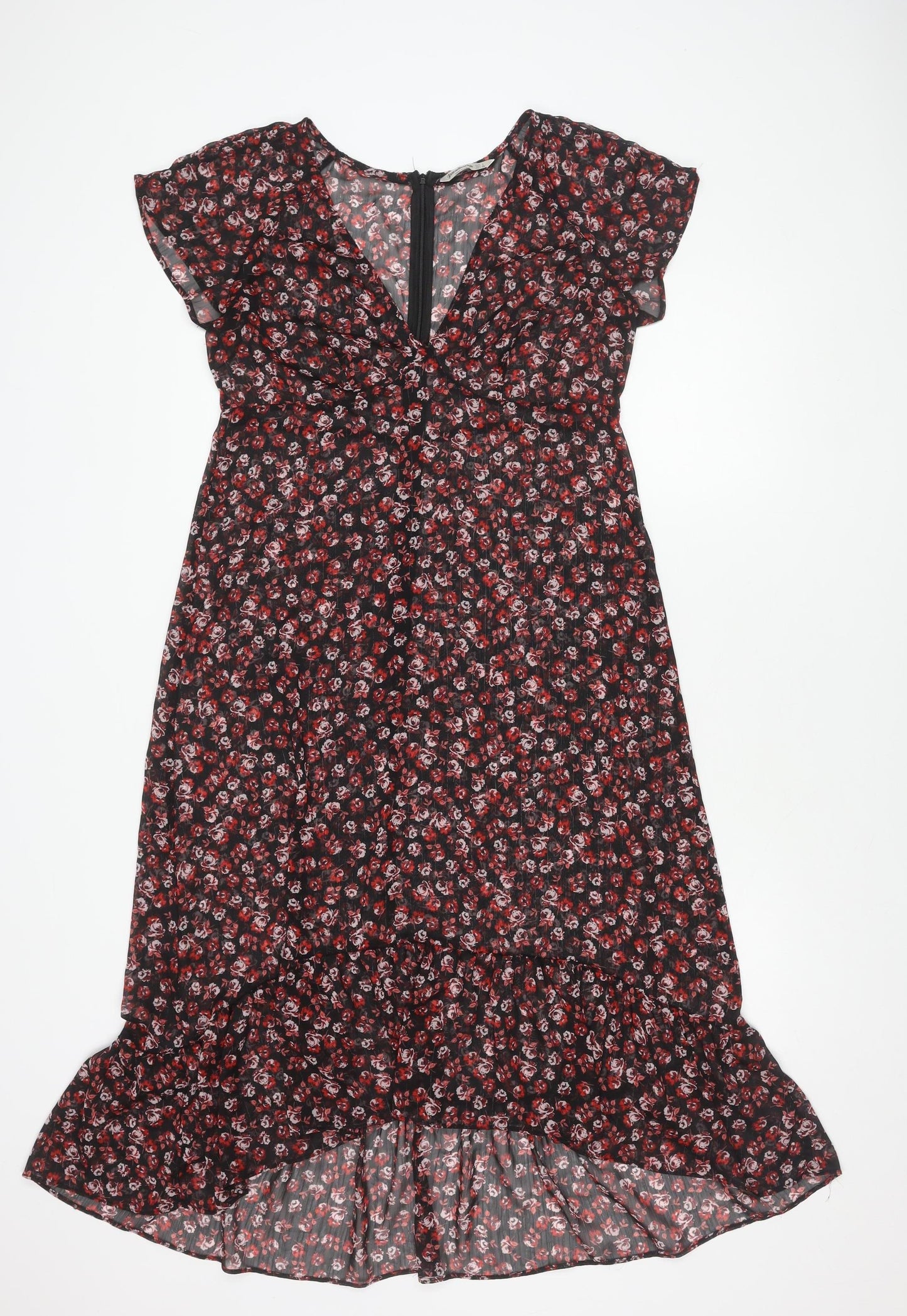 Stradivarius Women's Black Floral Dress Size 14