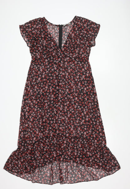 Stradivarius Women's Black Floral Dress Size 14