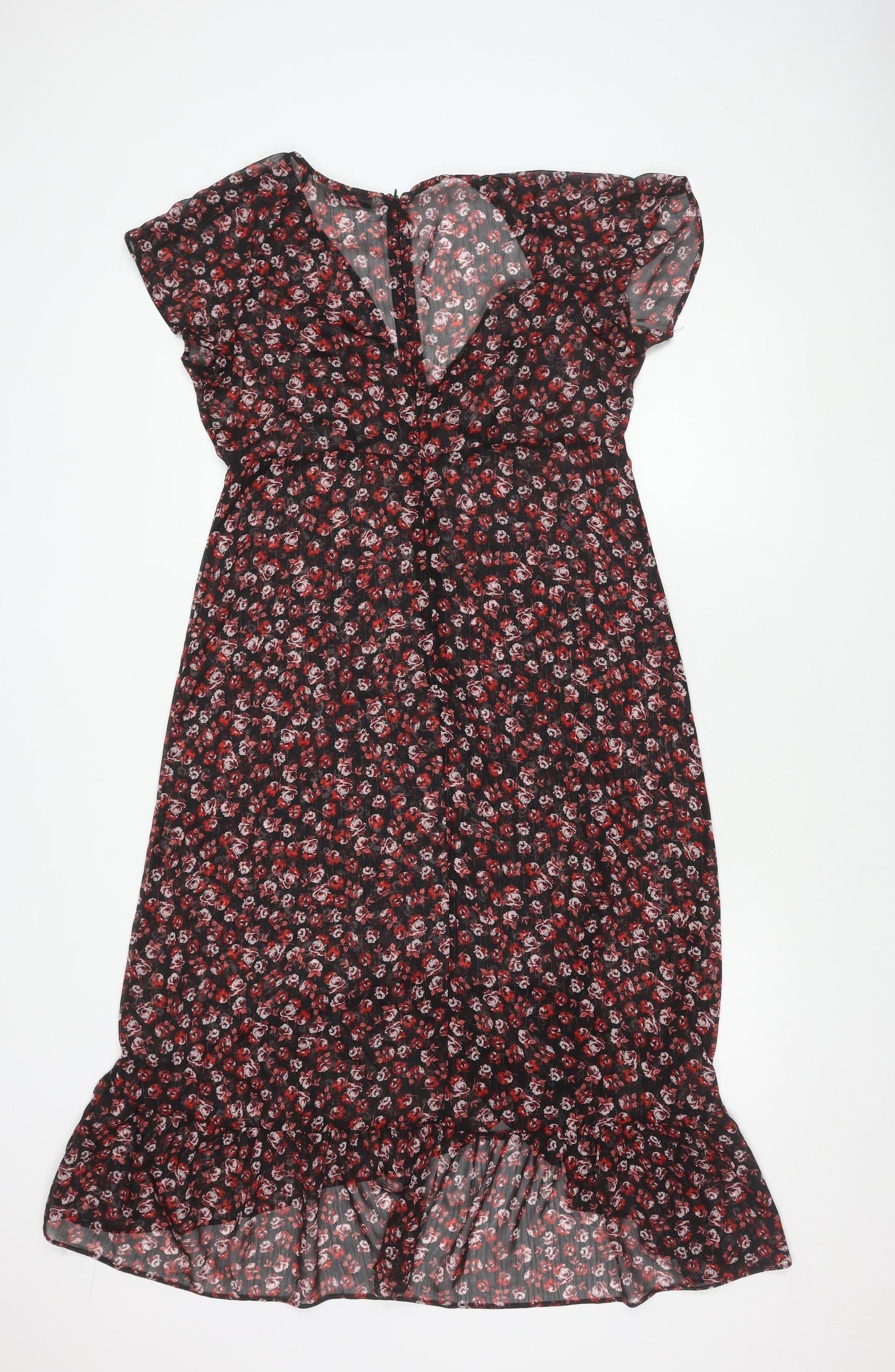Stradivarius Women's Black Floral Dress Size 14