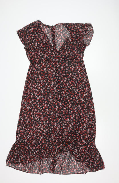 Stradivarius Women's Black Floral Dress Size 14