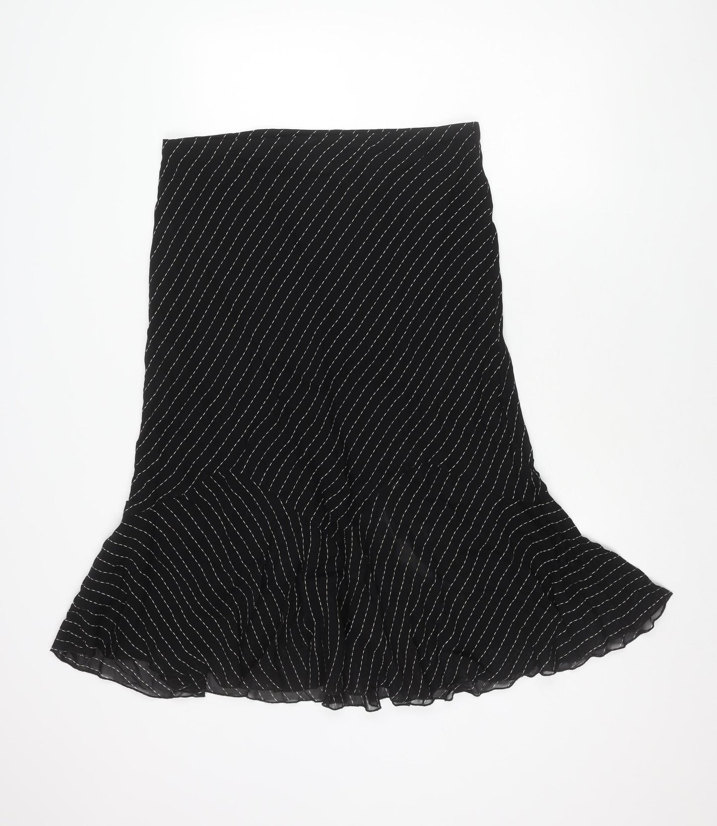 Marks and Spencer Women Black Striped Knee Length Skirt